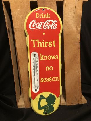 Rare Drink Coca Cola Porcelain Thermometer Sign Marked “st - 40”