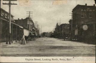 Reno,  Nv Virginia Street,  Looking North Washoe County Antique Postcard Nevada