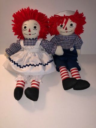 Vintage Raggedy Ann And Andy Cloth Dolls 15”