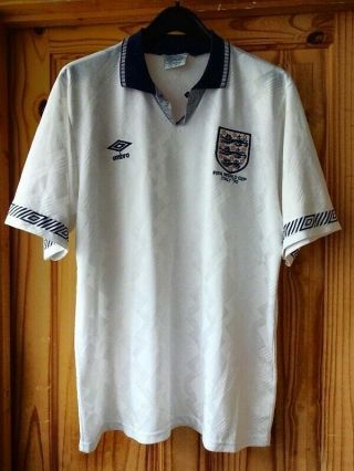 Very Rare England Football Shirt 1990 Umbro World Cup Three Lions 42 " Mens Italy