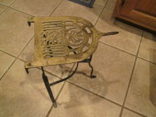 Antique English Brass/cast Iron Fireplace Plate Warmer Or Plant Stand