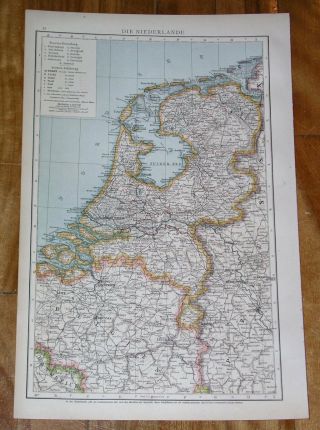 1893 Antique Map Of Holland / Netherlands Belgium Ver