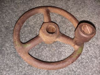 Vintage Cast Iron Hand Crank Wheel Handle Industrial Machine Age Repurpose