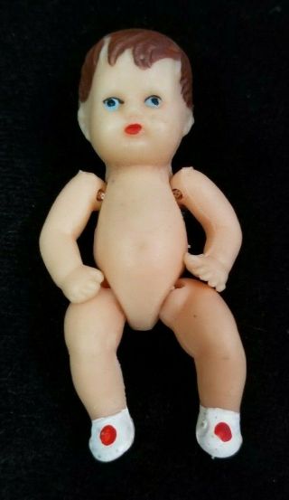 Vintage Shackman Baby Doll Soft Rubber Jointed Painted Shoes 2.  5 "