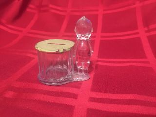 Antique Glass Candy Container - Kewpie Next To The Barrel With Tin Cover