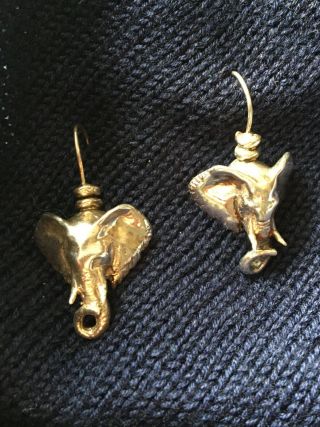 Rare Susan Cummings Sterling Silver Elephant Earrings