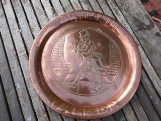 Lovely Rare Antique Vintage Round " Johnnie Walker " Whisky Copper Tray.