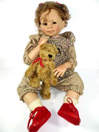 27 " Monika Levenig Artist Vinyl Doll Toddler 2004 138/300 Rare With Teddy Bear