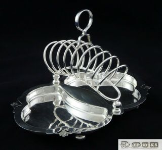Vintage Silver Plated Butter Preserve Pate Caviar Dish With 8 Slice Toast Rack