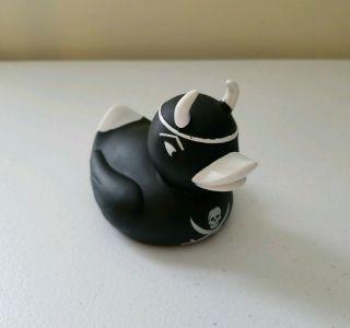 Rare Accoutrements 2004 Rubber Ducky Devil Pirate Black & White 4 " With Eyepatch