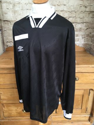 Vintage 1990s Umbro Referees Football Shirt Top Rare Black Xxxl 3x Large England