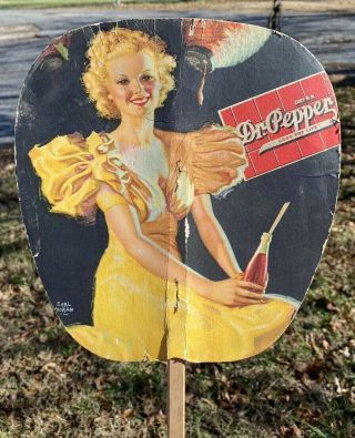 Rare 1930s Earl Moran Dr Pepper Advertising Fan Athens Alabama Ala Early Pin Up