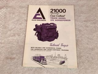 Rare 1970 Allis - Chalmers Diesel Truck 21000 Engines Dealer Sales Brochure