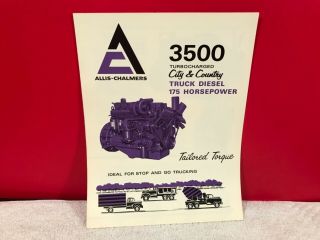 Rare 1970 Allis - Chalmers Diesel Truck 3500 Engines Dealer Sales Brochure