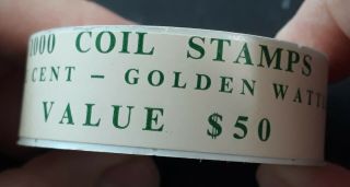 Rare 1970 - Australia Complete Roll Of 1000x 5c Golden Wattle Coil Stamps