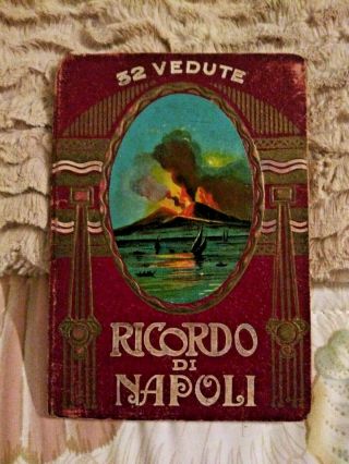 Antique Naples Italy Foldout Picture Panels Old Ricordo Napoli 32 Vedute Book