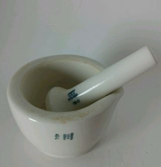 Vintage Coors Porcelain Mortar And Pestle 520 - 0 Apothecary Pharmacy Lab Spice
