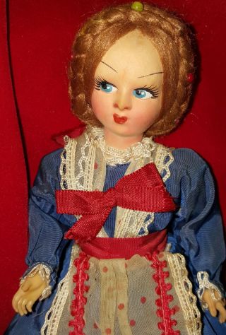 Lenci - Style - Cloth Painted Face 9 " Vintage Italy Doll Ethnic Folk - Plastic Hands