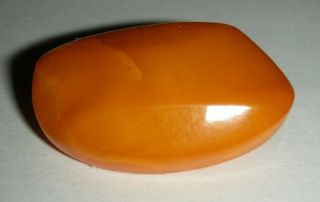 Vintage Baltic Egg Yoke Amber Hand Carved And Polished Drop Brooch Broach Pin
