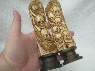 Unusual Hand Carved Memento Mori Sculptures Of Skulls Magic Occult Magic
