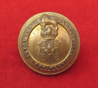 Rare Loyal North Lancashire Regiment Officer’s Large Kc Gilt Button C1901 - 02