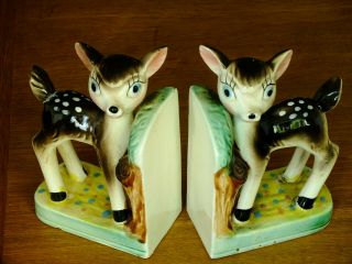 Vintage Ceramic Bambi/deer Bookends.
