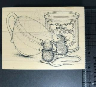 House Mouse,  Hot Cocoa,  Rare Wood Mounted Rubber Stamp