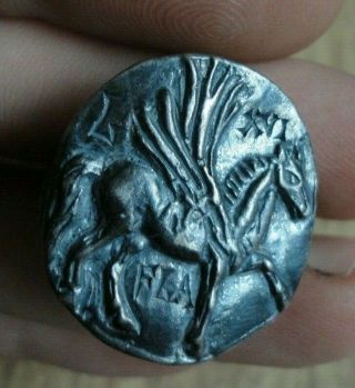 VERY RARE ANCIENT ROMAN SILVER MILITARY LEGION LEG XVI FL RING CIRCA 58 BC - 50 AD 3