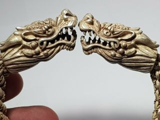 Fantastic Extremely Rare Medieval Silver Bracelet Dragons Head.  119 Gr.  76 Mm