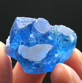 31g Rare Transparent Blue Cube Fluorite & Calcite Mineral Specimen/china 134