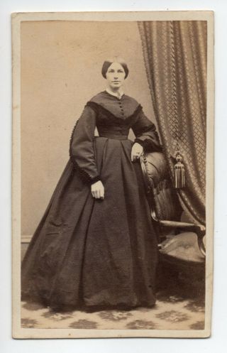 Antique 1800s Civil War Cdv Photo Woman In Hoop Skirt York Circa 1860 - 1862