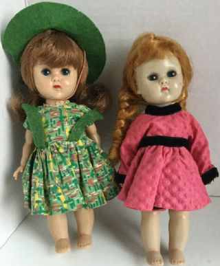 Two Rare Red Haired Ginny Dolls Straight Leg Walkers Molded Lashes