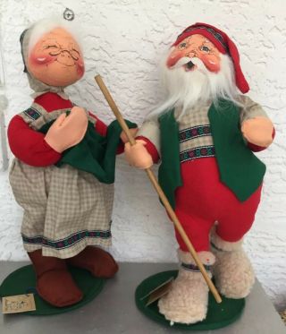 Rare Annalee Dolls Christmas Winter 18 " Santa & Mrs Claus In The Swiss Alps ‘94