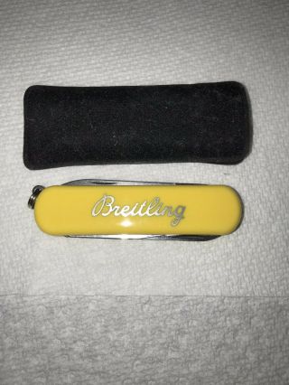 Yellow Rare Authentic Breitling Wenger Swiss Army Classic Three Blade Knife
