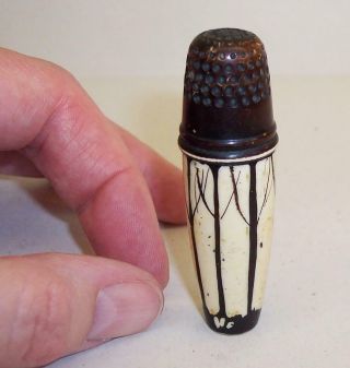 Vintage/antique French Celluloid Needle Case/sewing Etui Thimble/cotton Reel Etc