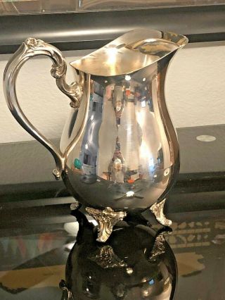 Vintage Oneida Silver Plate Footed Water Pitcher With Ice Catcher
