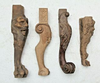 Unique Stunning Hand Carved Gothic Arab Demon Head Wood Sculpture Legs