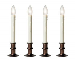 Set Of 4 Window Candles With Timer By Celestial Lights Antique Bronze