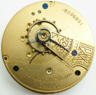 Vintage Waltham 1883 No.  1 7 Jewel 18s Watch Movement For Repair