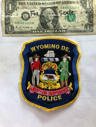 Very Rare Wyoming Delaware Police Patch Pre - Sewn In Great Shape