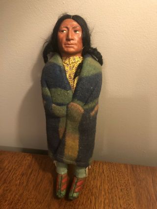 Vintage Skookum Doll Native American Indian Chief Male 12” W/ Sticker Rare
