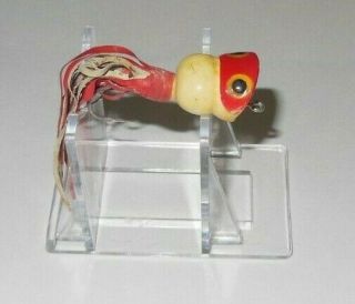 Fred Arbogast Hula Popper Fly Rod Fishing Lure Vintage Red White 2 Inch