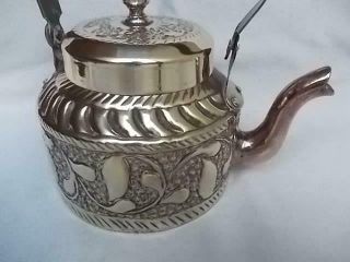 86 / HAND MADE HIGHLY ORNATE EARLY 20TH CENTURY ARTS AND CRAFTS BRASS KETTLE 2