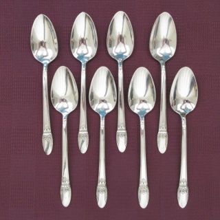 1847 Rogers Bros First Love Set Of 8 Teaspoons Silverplate Flatware Spoons