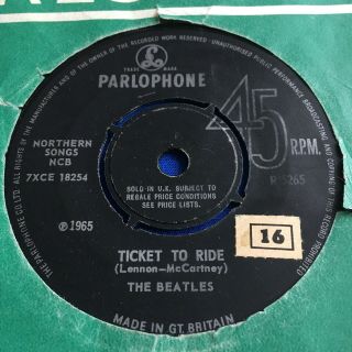 The Beatles Ticket To Ride/yes It Is Uk 7” Vinyl Single (rare Font)