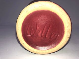 Weller Pottery Loru 7 1/4” Vase Rare 1930s Maroon Glaze with Raised Leaves 3