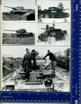 Wwii Photo Tankman War Ussr T 34 Tank Pzkpfw Tiger Panther Rare Set 6