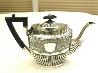 Victorian Silver Plated Half Reed Queen Anne Style Floral Tea Pot 1440006/012