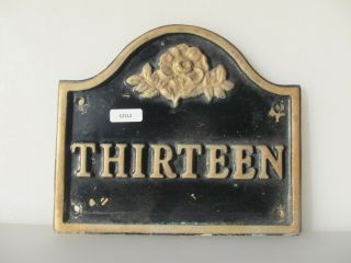 Large Vintage Brass House Number Sign " 13 " Antique Old 8 " W