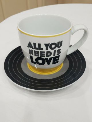 Rare Beatles All You Need Is Love Cup & Saucer Record Set Lennon Mccartney Nr